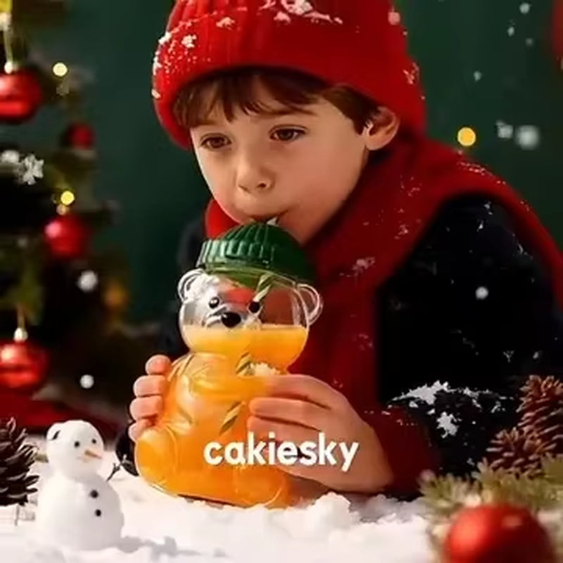 Bear Straw Cup, Cute Straw Cups Glass, Honey Bear Cup with Straws, Cute Mugs for Coffee Drinks 20Oz